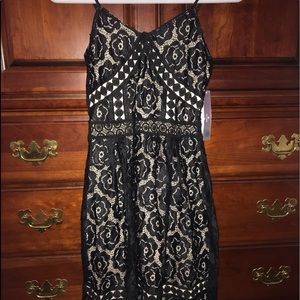 Aqua black and nude dress